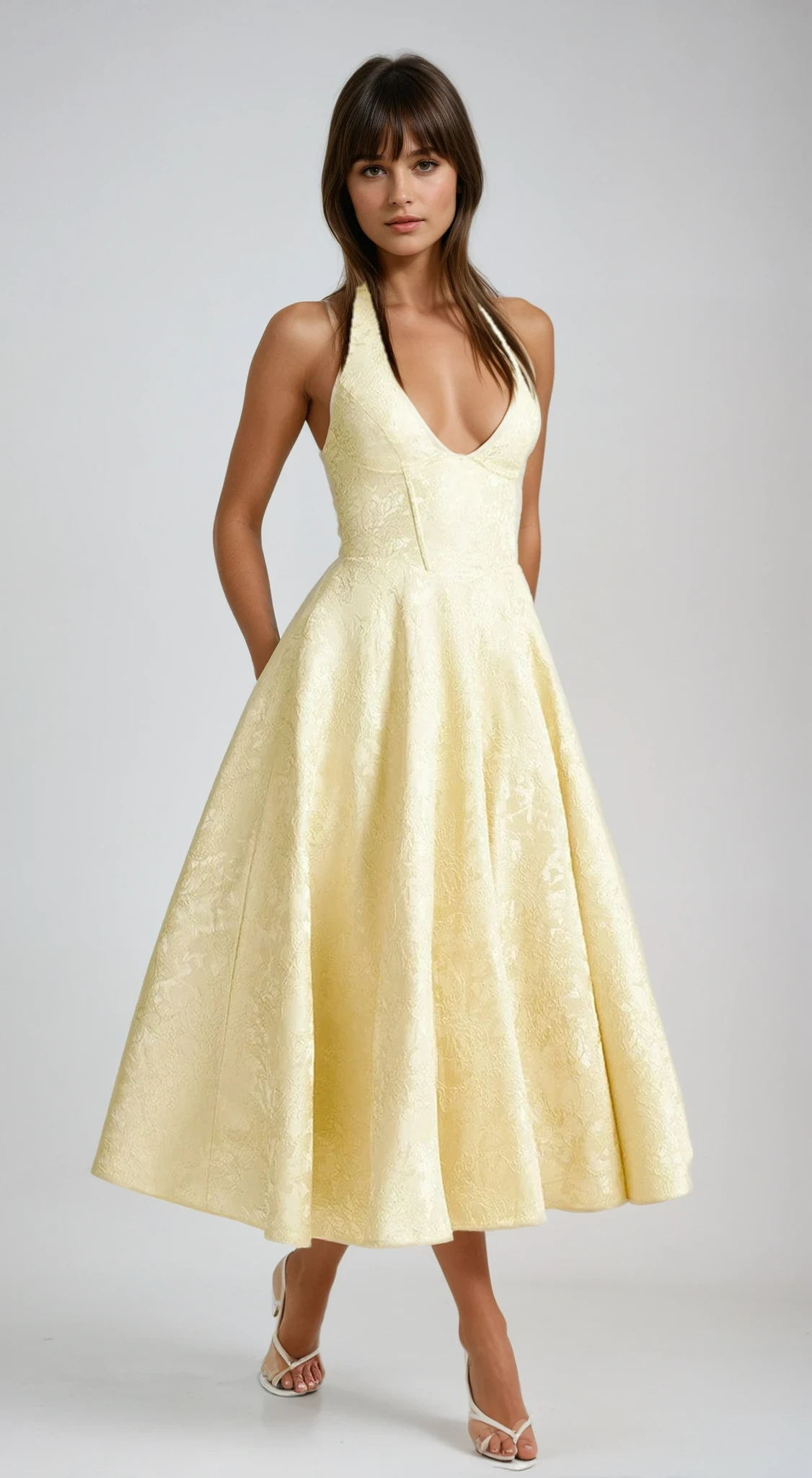 Robe Midi de Mariage Invitée Jaune Triana