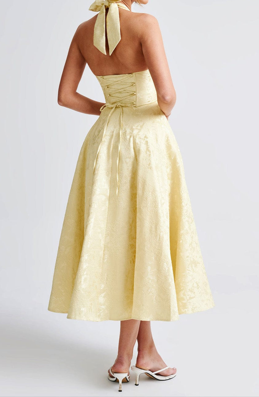Robe Midi de Mariage Invitée Jaune Triana