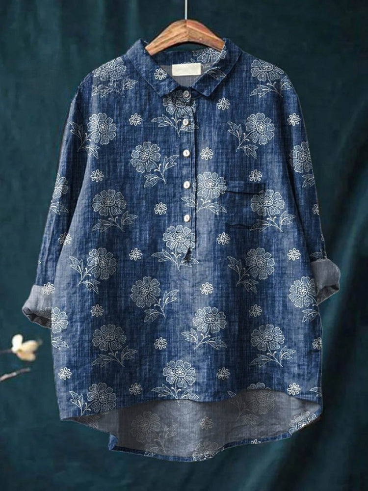 Tiziana – Chemise en lin à motifs