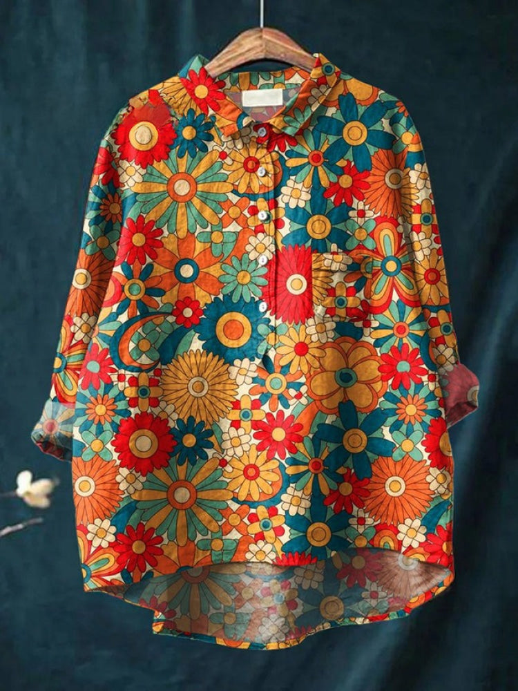 Tiziana – Chemise en lin à motifs