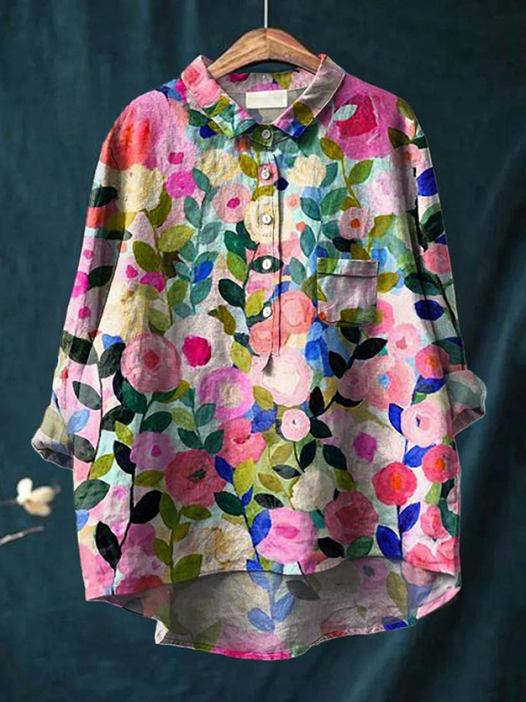 Tiziana – Chemise en lin à motifs