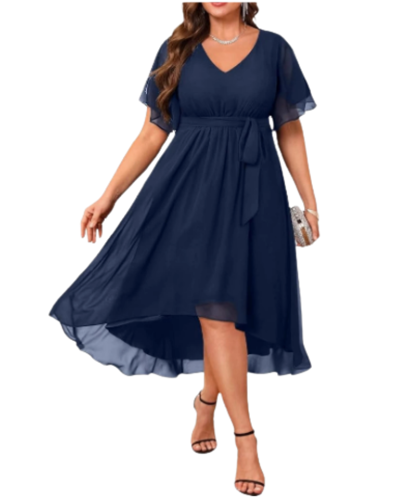 Calissa | Robe de soirée féminine avec ourlet asymétrique