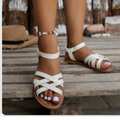 Sandales Plates à Brides Croisées et Bride de Cheville pour Femmes