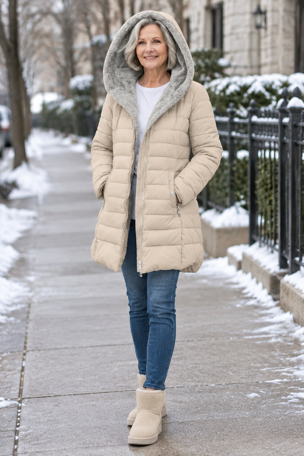 Manteau long à capuche chaud