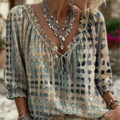 Blouse Col-V À Manches Volants