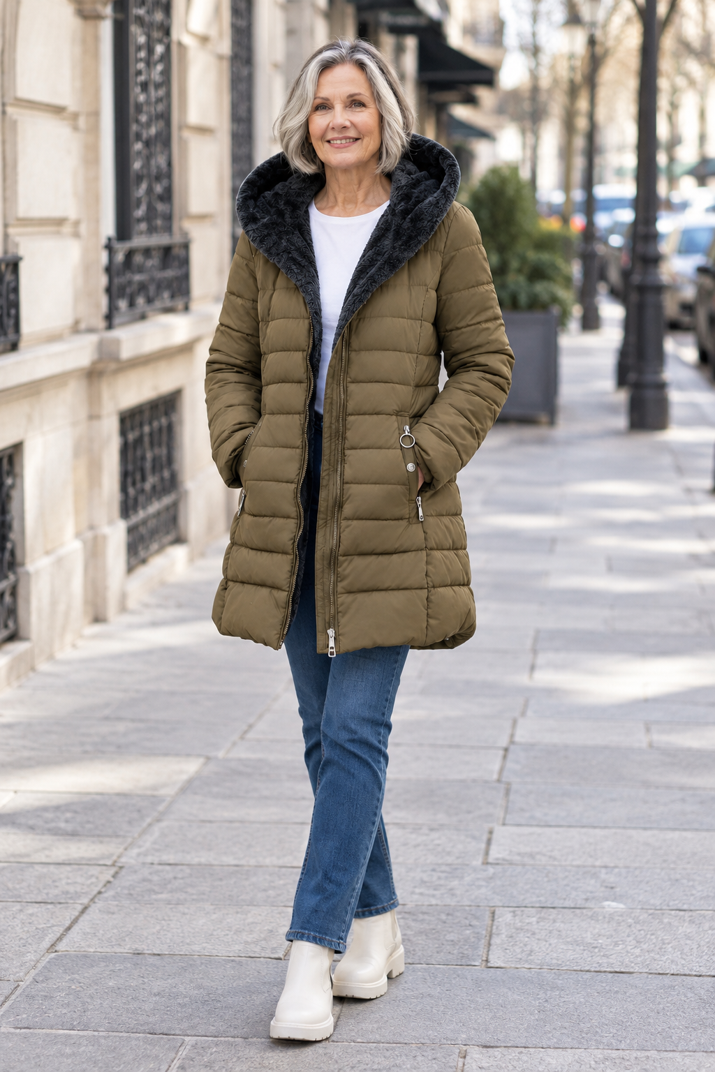 Manteau long à capuche chaud
