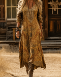 Robe Col En V Dentelle Patchwork Asymétrique