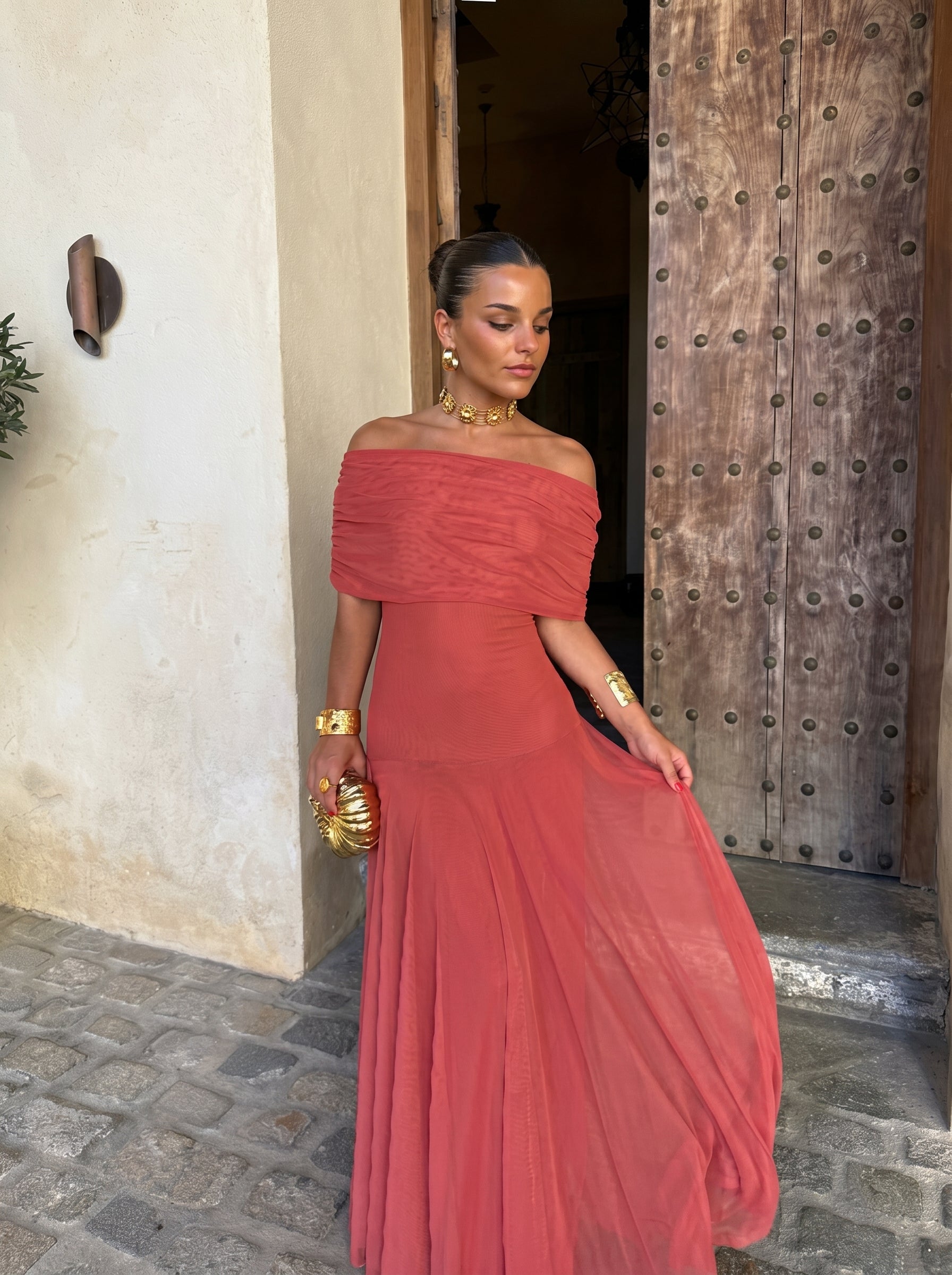 Toledo | Robe Maxikleid Femme Off-Shoulder
