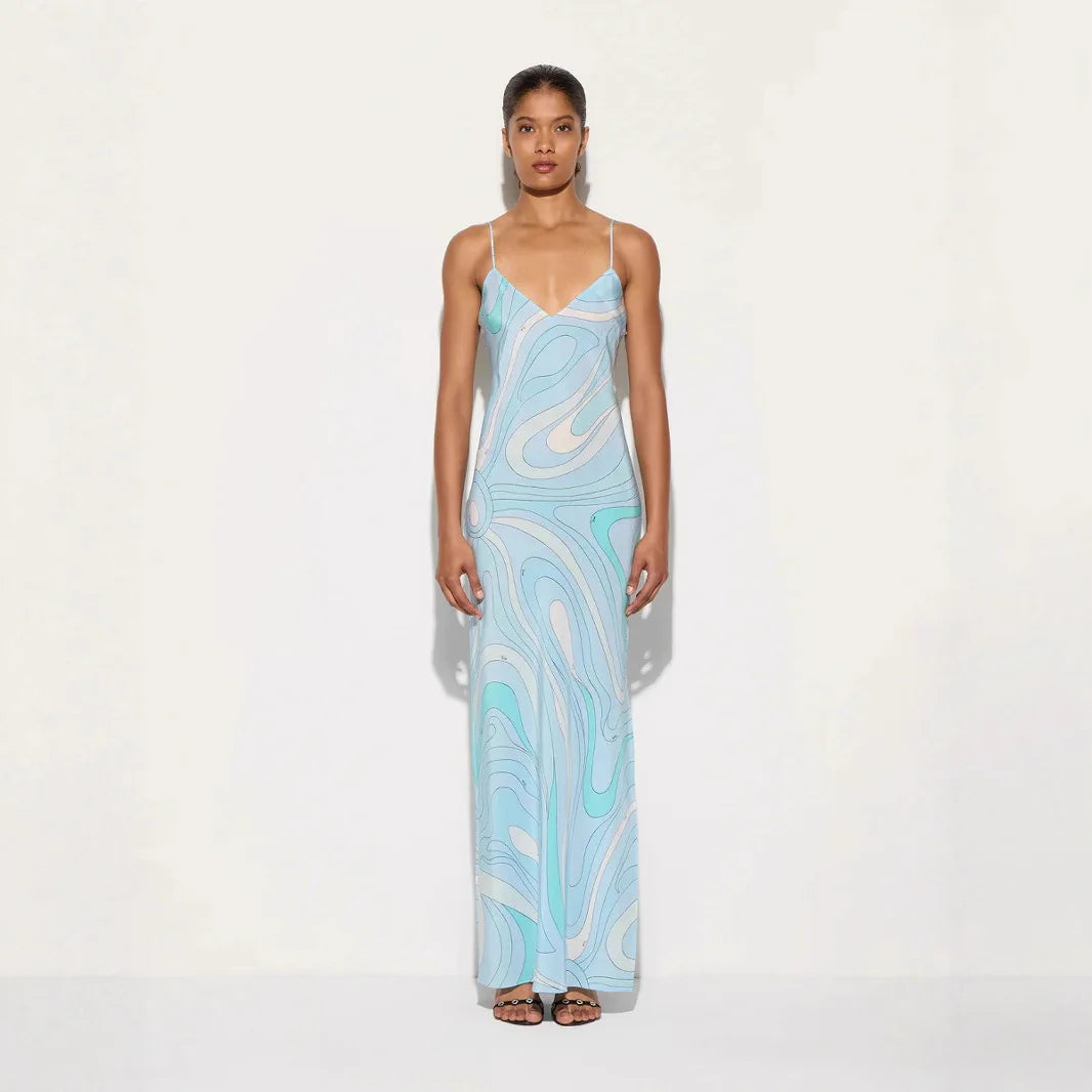 Robe Maxi à Fente Imprimée – Robe de Soirée Élégante pour Femmes