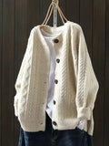 Kristin | Pull cardigan ample et confortable avec motif en torsades