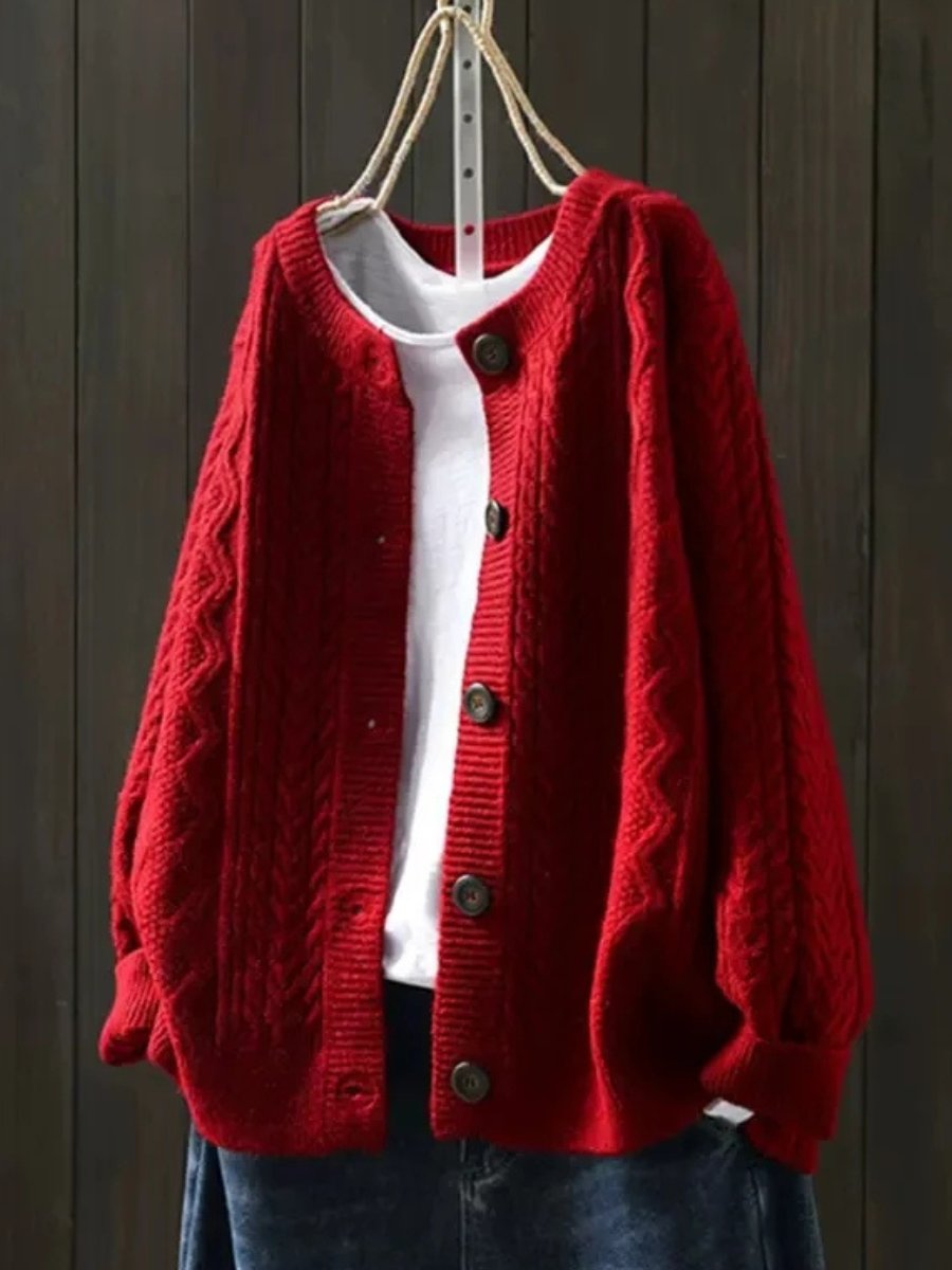 Kristin | Pull cardigan ample et confortable avec motif en torsades