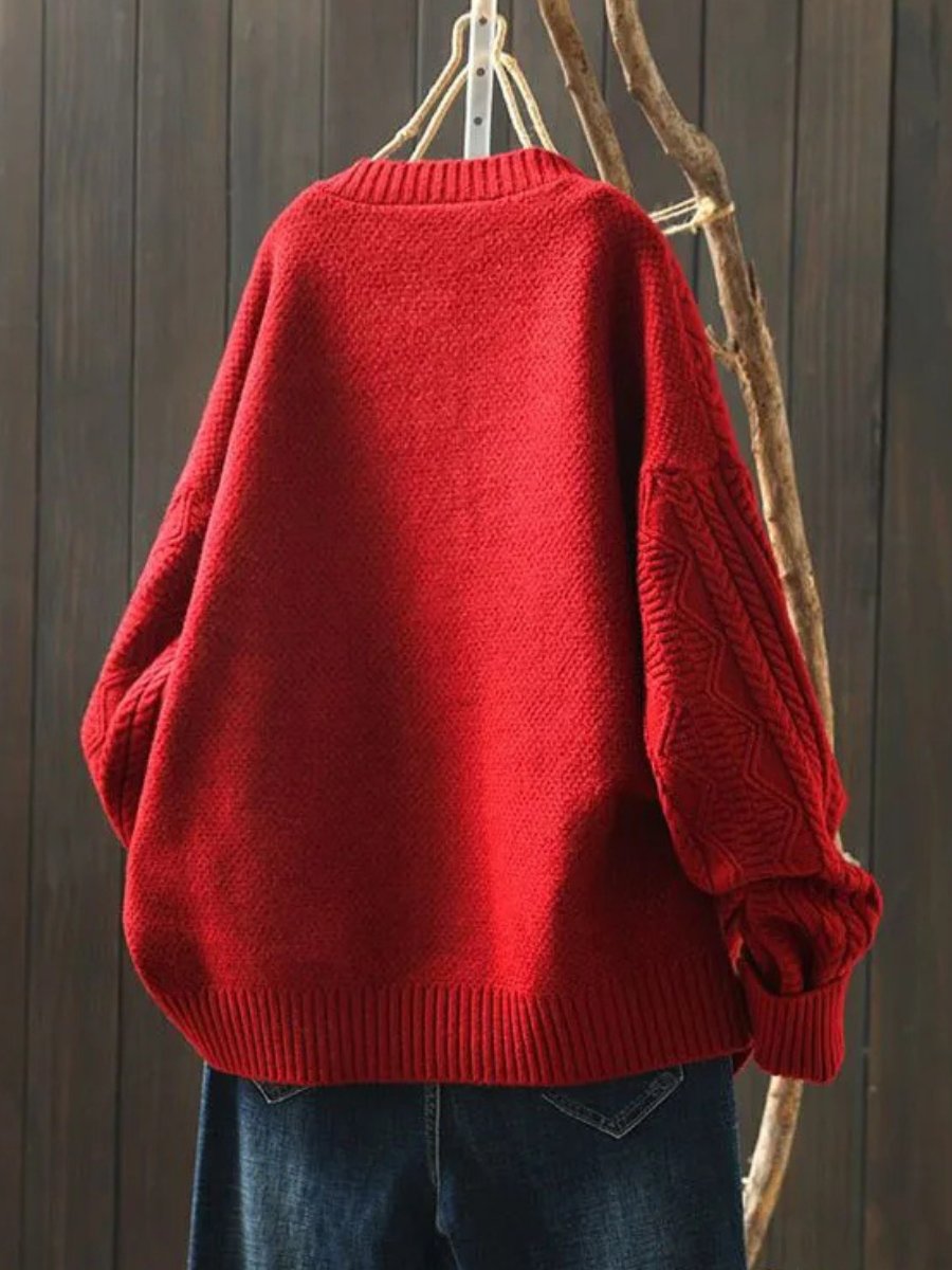 Kristin | Pull cardigan ample et confortable avec motif en torsades
