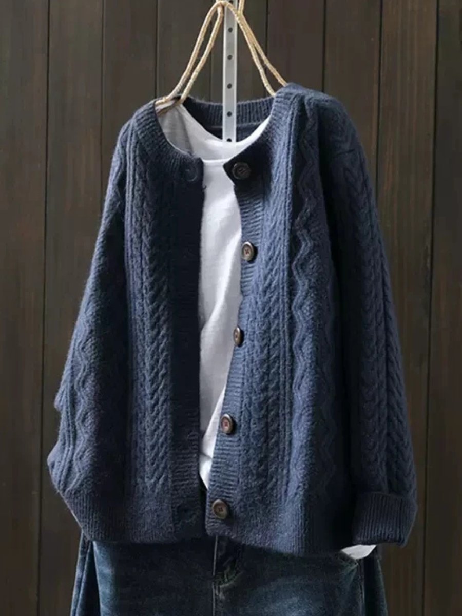Kristin | Pull cardigan ample et confortable avec motif en torsades