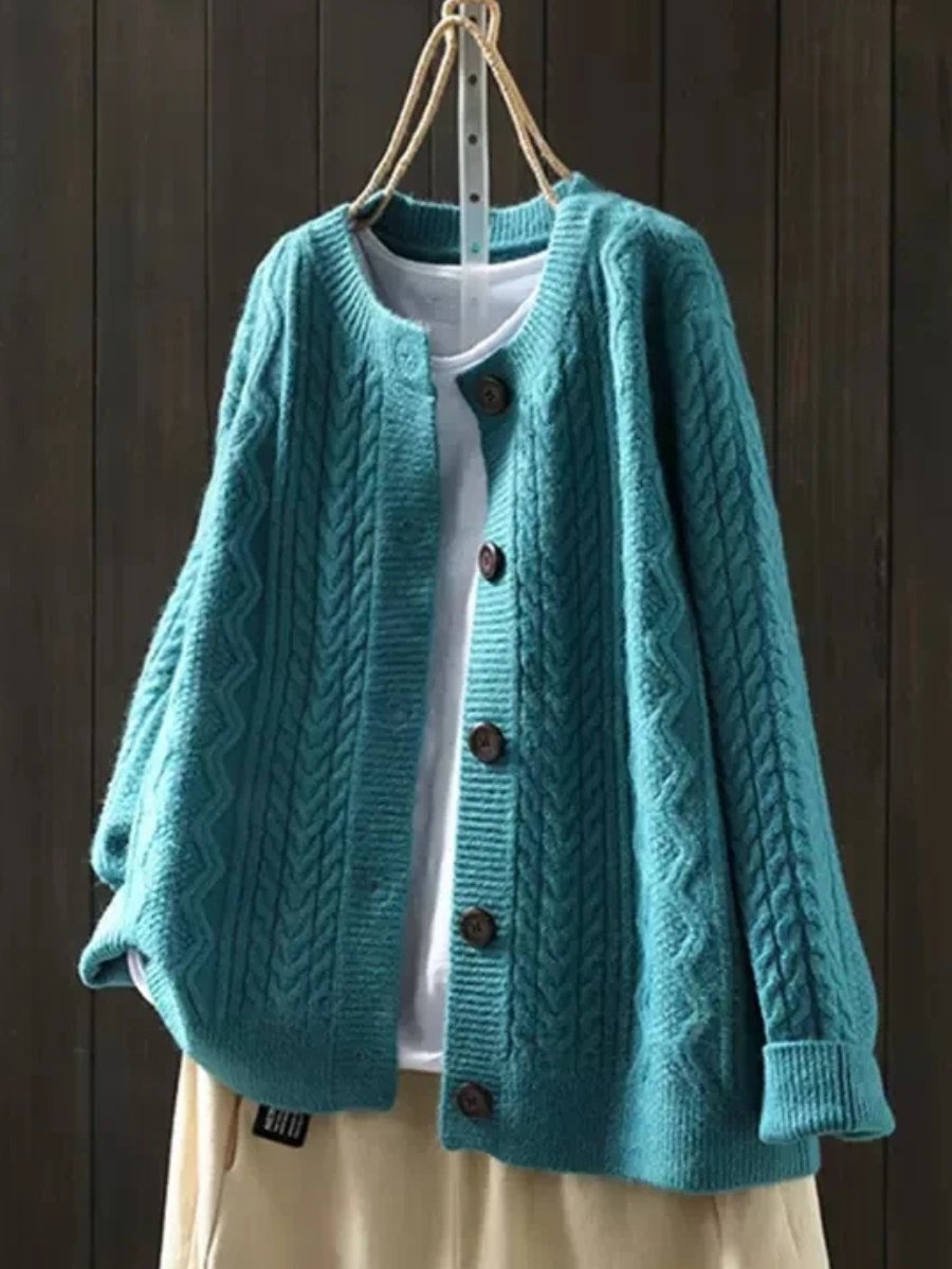 Kristin | Pull cardigan ample et confortable avec motif en torsades