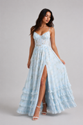 Cäcilie | Robe maxi avec bretelles spaghetti et ourlet volanté