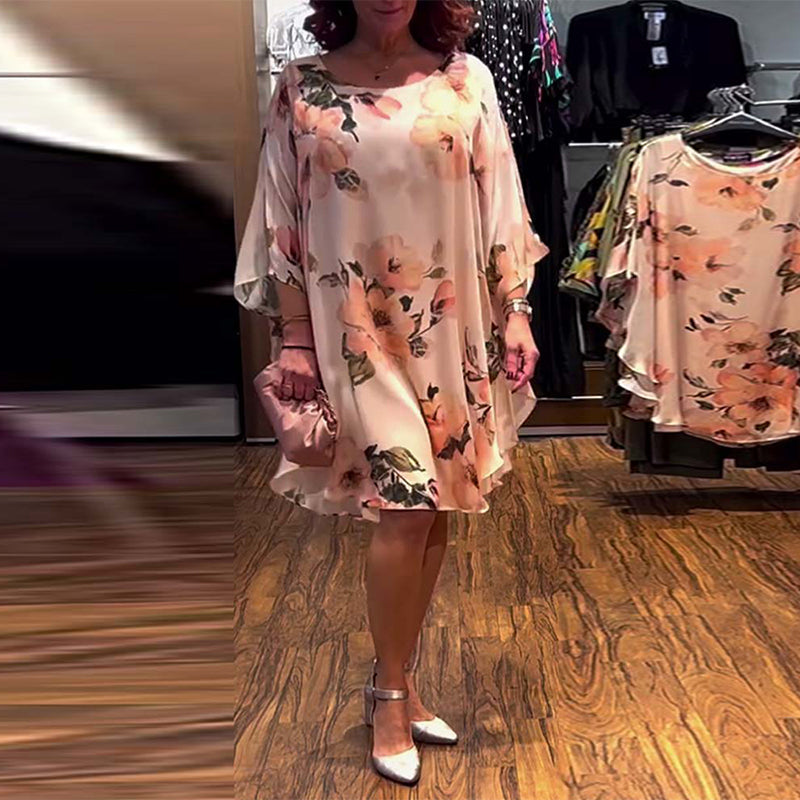 Robe à Manches Chauve-Souris Imprimée