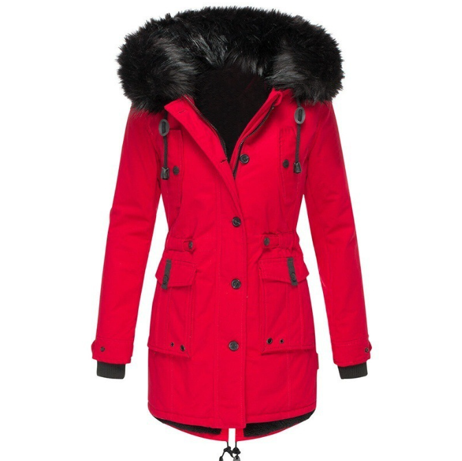 Parka pour femmes avec capuche, boutons et poches