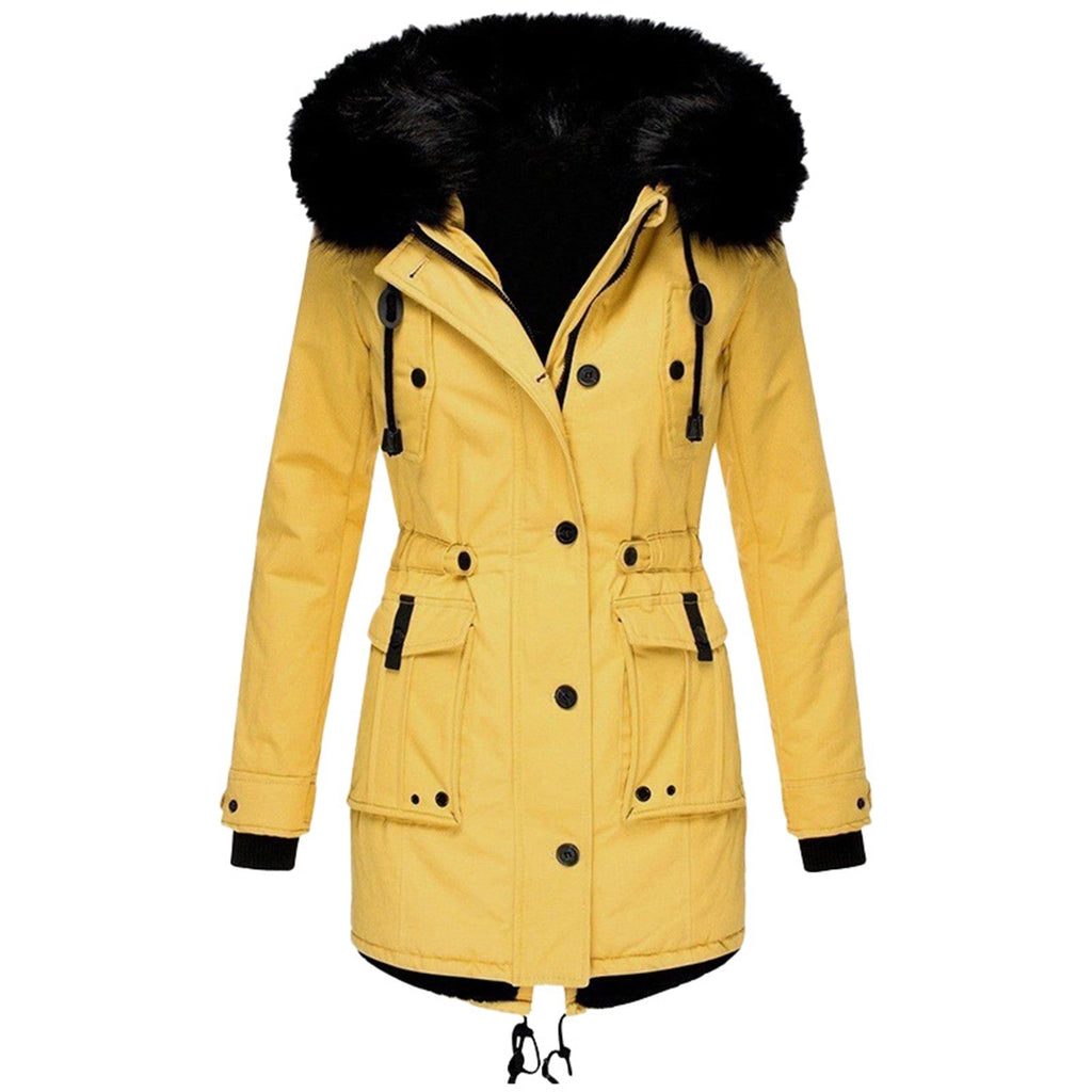 Parka pour femmes avec capuche, boutons et poches