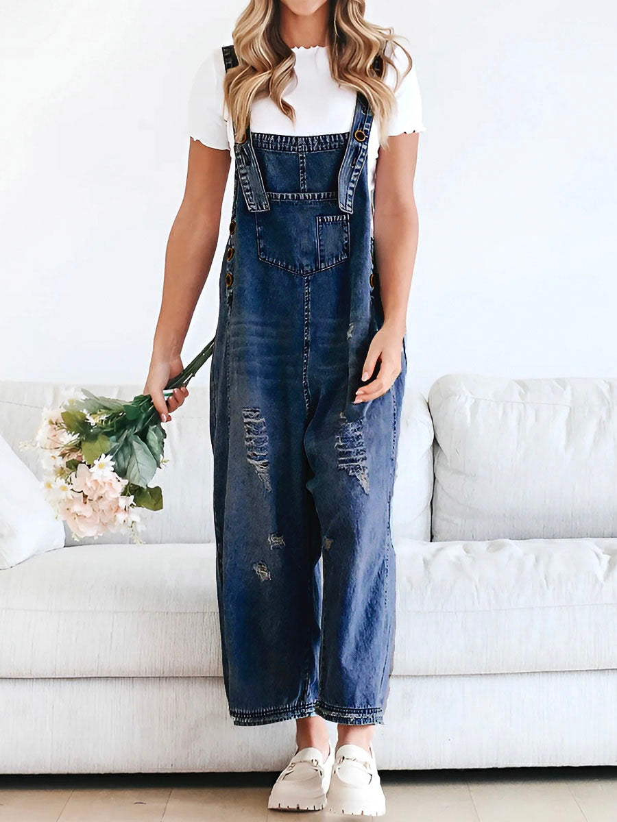 Thessa™ - Salopette en denim délavé