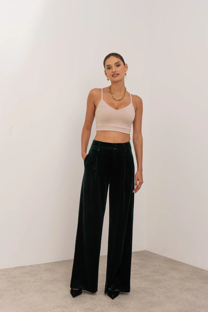 Pantalon large femme | Palazzo en velours & coupe élégante taille haute