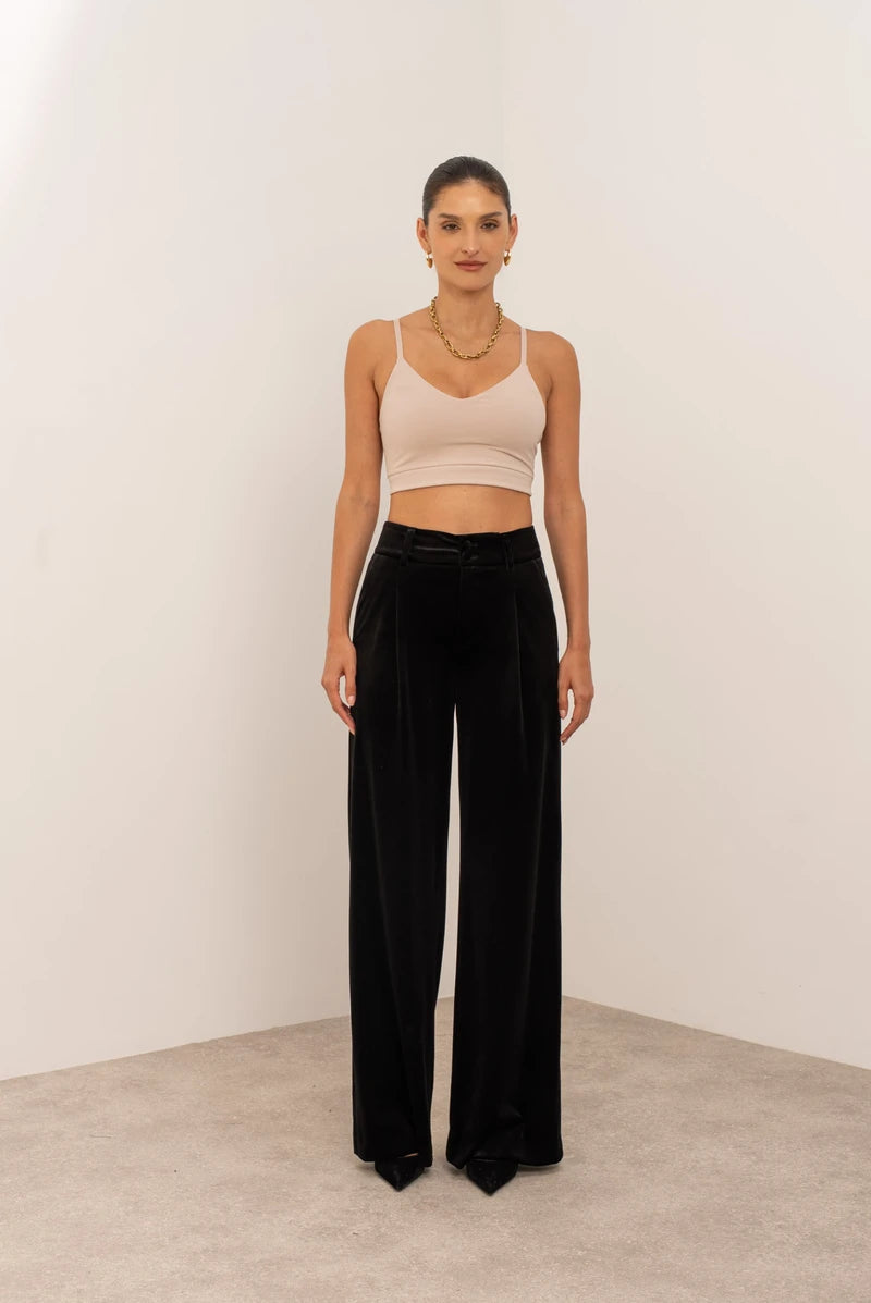 Pantalon large femme | Palazzo en velours & coupe élégante taille haute