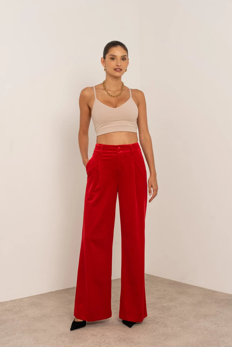 Pantalon large femme | Palazzo en velours & coupe élégante taille haute