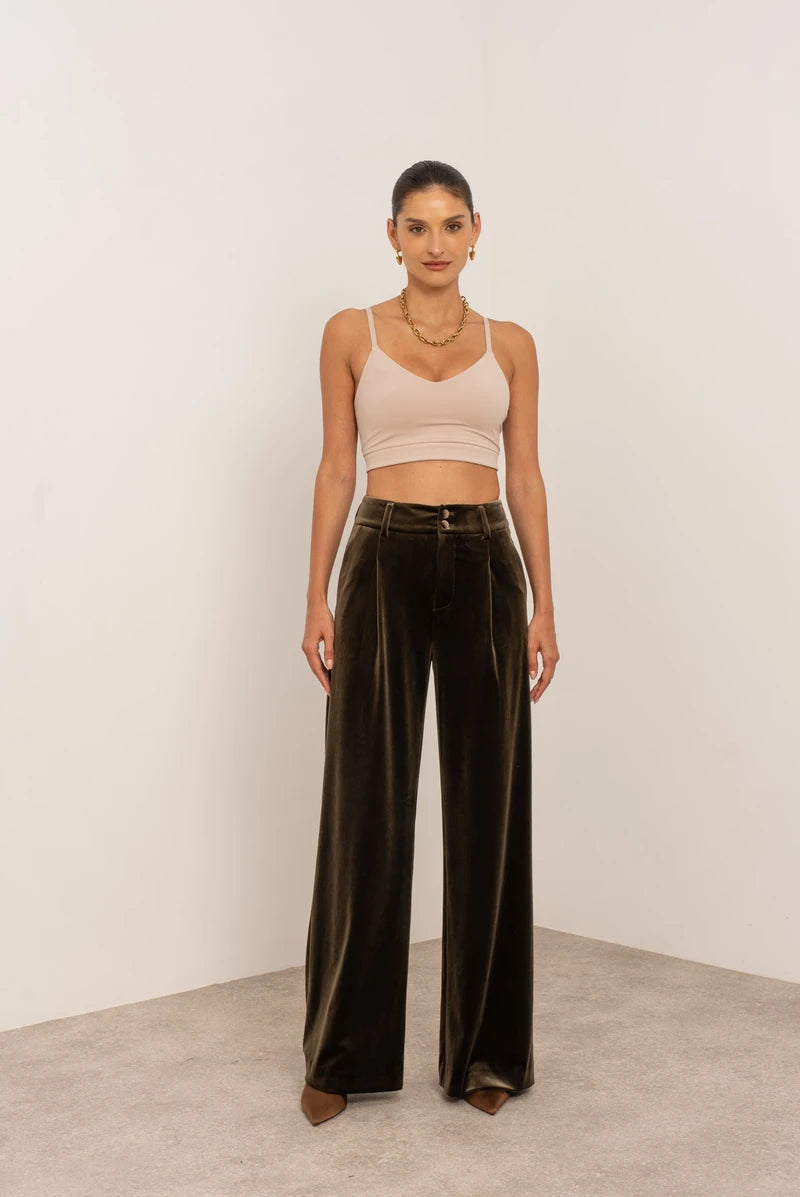 Pantalon large femme | Palazzo en velours & coupe élégante taille haute
