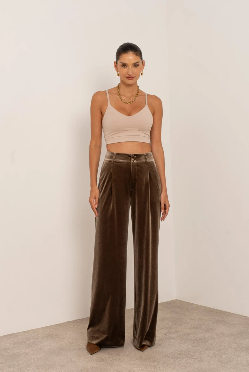 Pantalon large femme | Palazzo en velours & coupe élégante taille haute