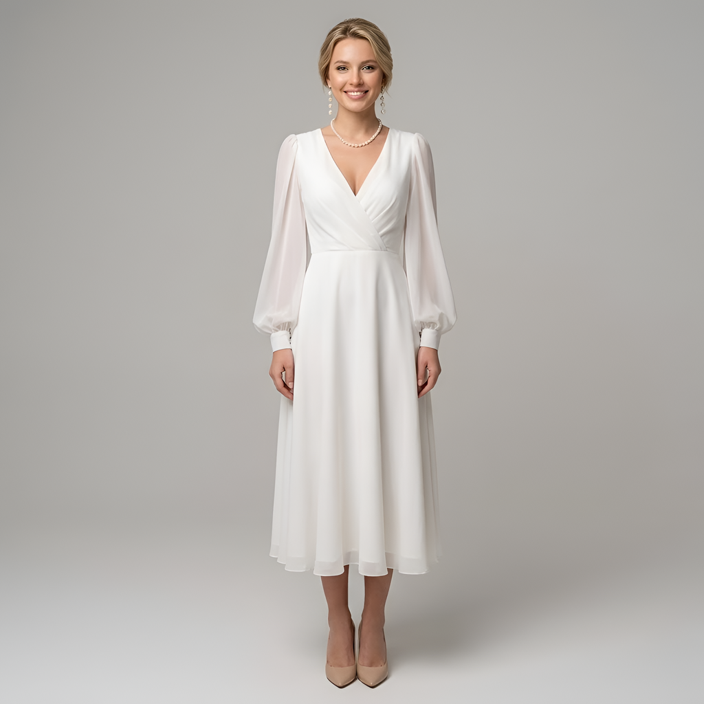 Leilany - Élégante robe longue à manches longues pour femme