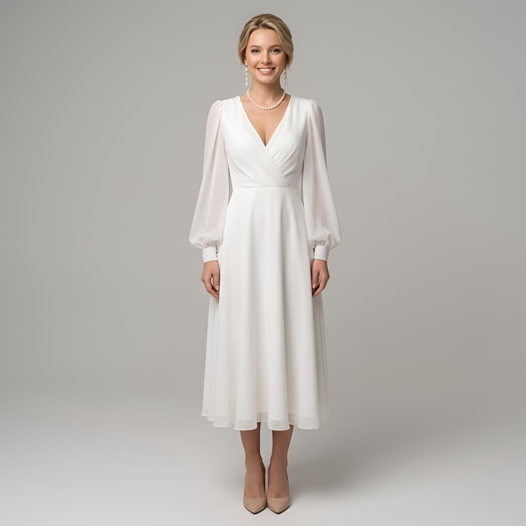 Leilany - Élégante robe longue à manches longues pour femme