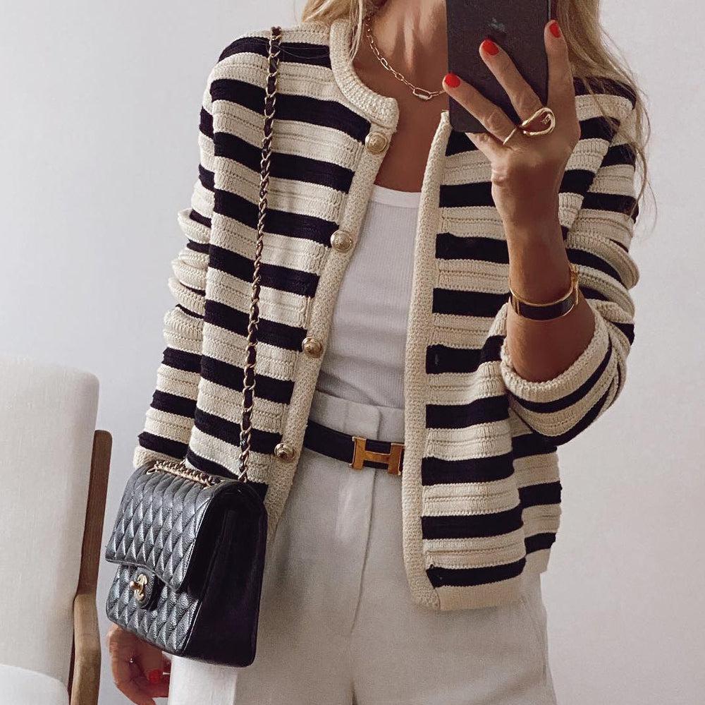 Allegra | Gilet tricoté à rayures tendance
