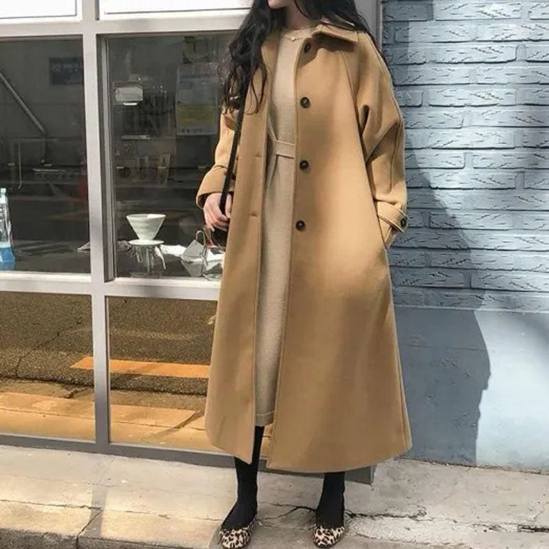 Manteau Long pour Femme avec Ceinture et Col Volant pour l'Hiver