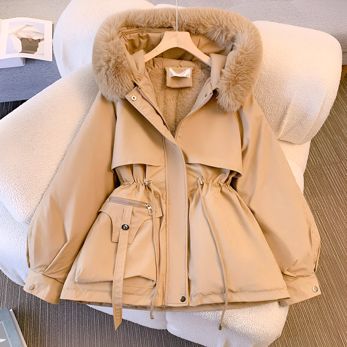 Victoria - Manteau d'Hiver Élégant en Fourrure Synthétique avec Capuche