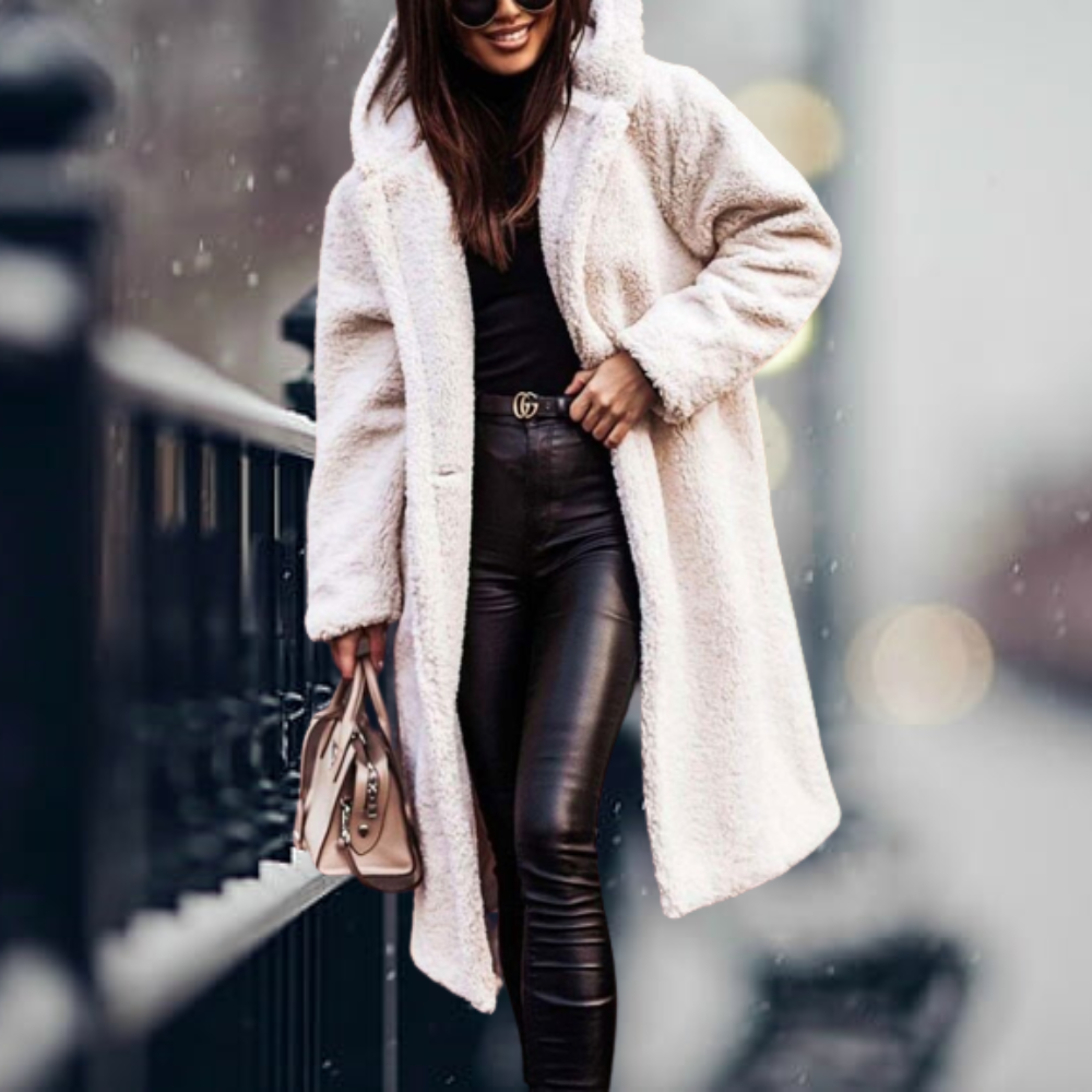 Manteau d'hiver Femme | Manteau en Teddy Femme | Capuche pour protection contre le vent et sensation de chaleur