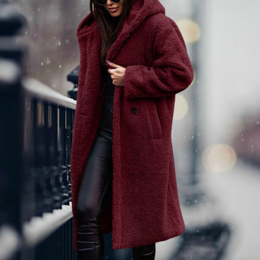 Manteau d'hiver Femme | Manteau en Teddy Femme | Capuche pour protection contre le vent et sensation de chaleur