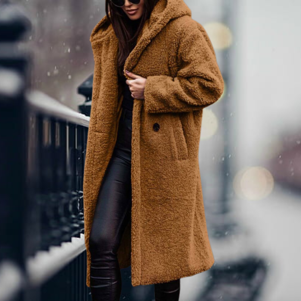 Manteau d'hiver Femme | Manteau en Teddy Femme | Capuche pour protection contre le vent et sensation de chaleur