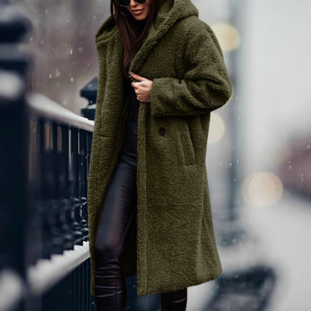 Manteau d'hiver Femme | Manteau en Teddy Femme | Capuche pour protection contre le vent et sensation de chaleur