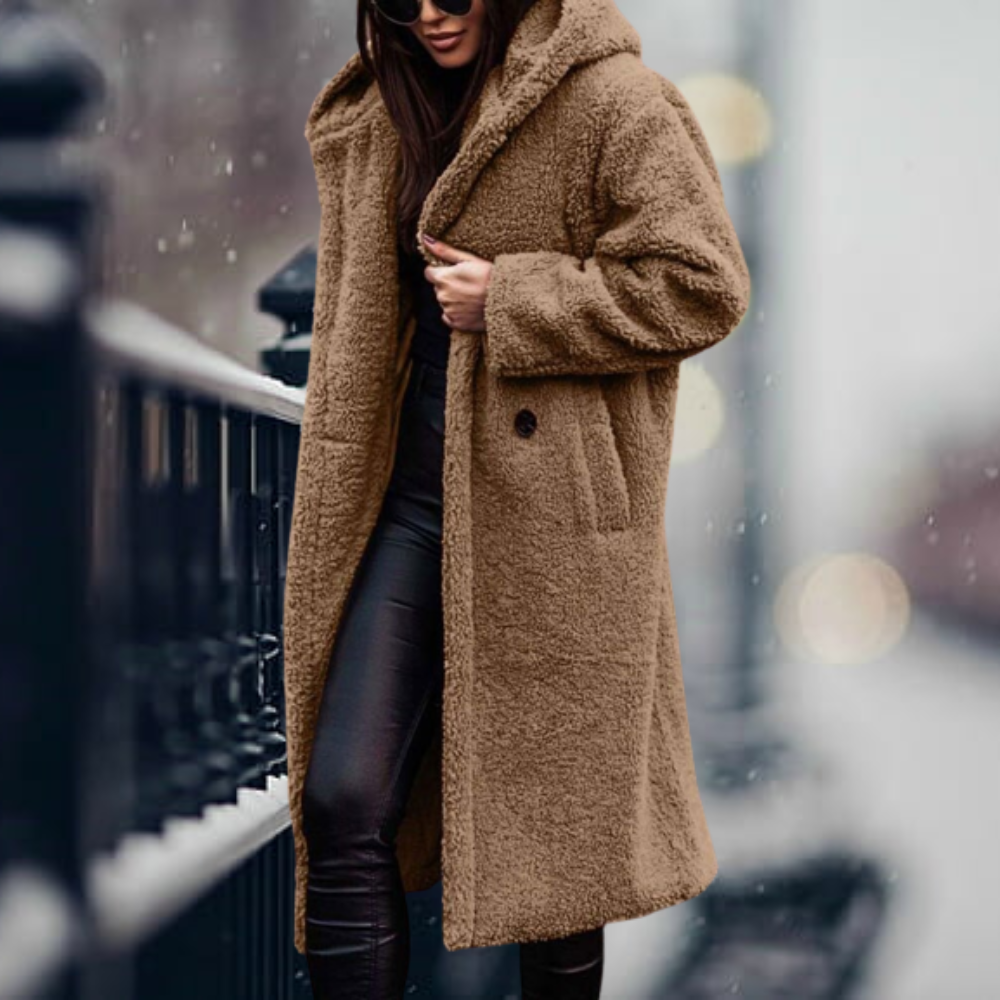 Manteau d'hiver Femme | Manteau en Teddy Femme | Capuche pour protection contre le vent et sensation de chaleur