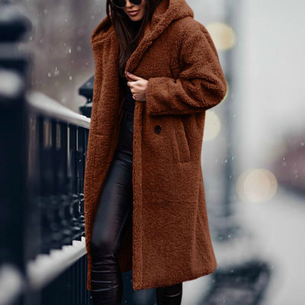 Manteau d'hiver Femme | Manteau en Teddy Femme | Capuche pour protection contre le vent et sensation de chaleur