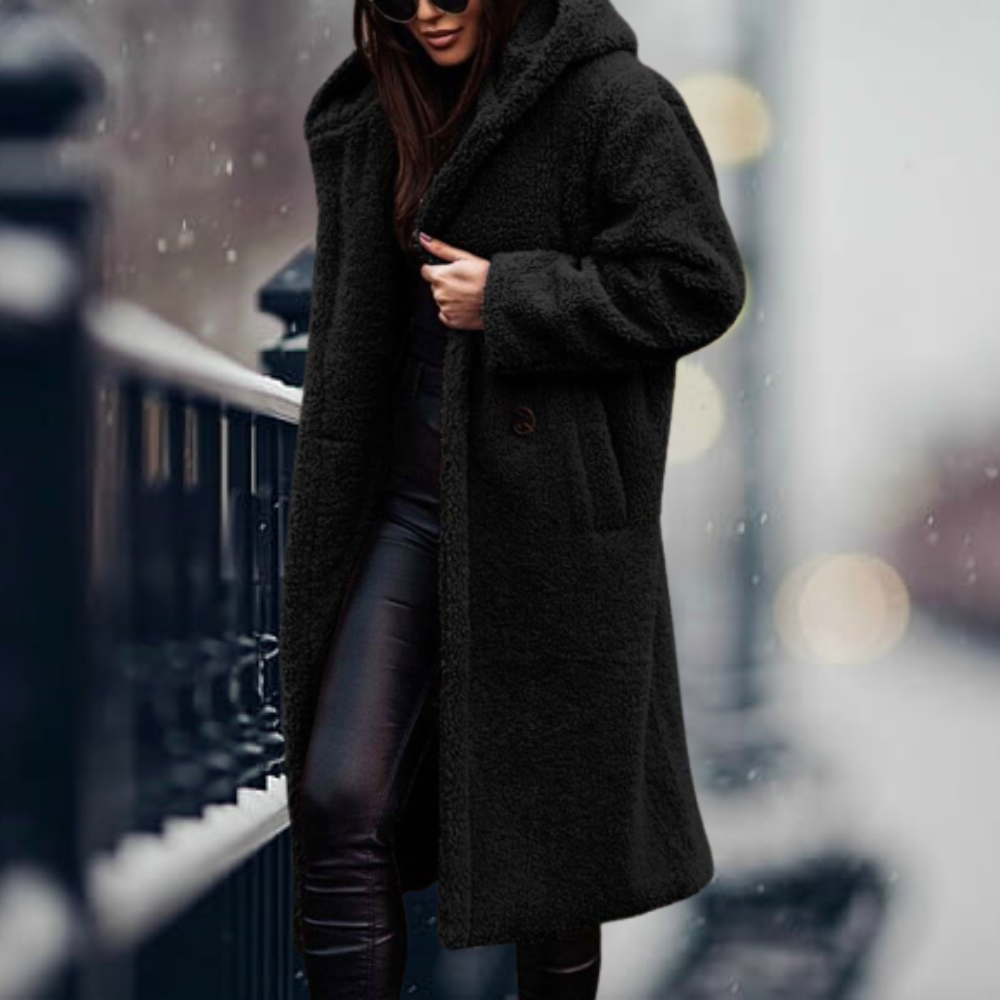 Manteau d'hiver Femme | Manteau en Teddy Femme | Capuche pour protection contre le vent et sensation de chaleur