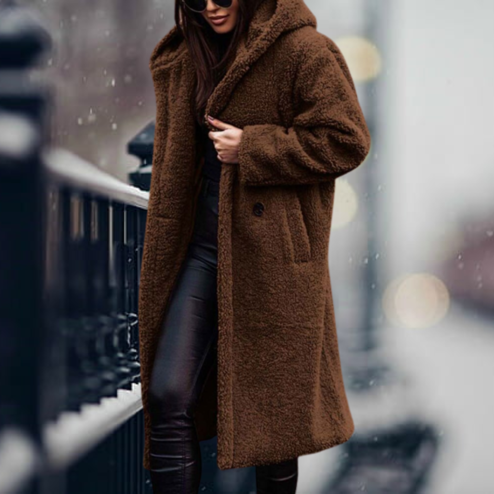 Manteau d'hiver Femme | Manteau en Teddy Femme | Capuche pour protection contre le vent et sensation de chaleur