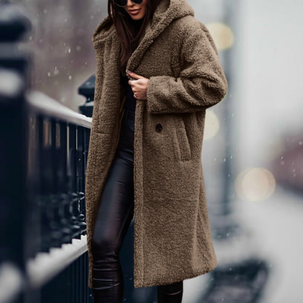 Manteau d'hiver Femme | Manteau en Teddy Femme | Capuche pour protection contre le vent et sensation de chaleur