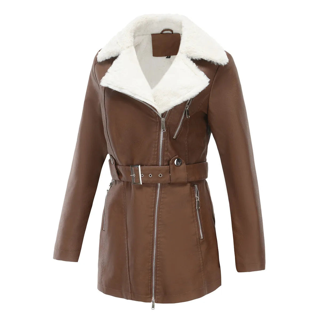 Manteau d'hiver pour femmes avec ceinture et poches