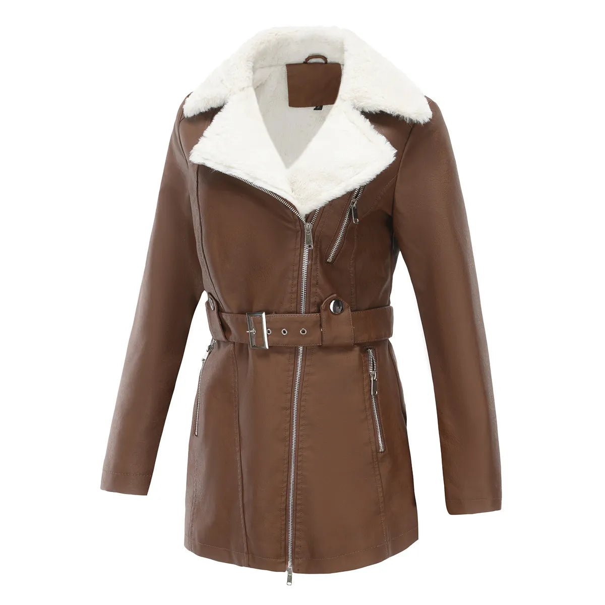 Manteau d'hiver pour femmes avec ceinture et poches