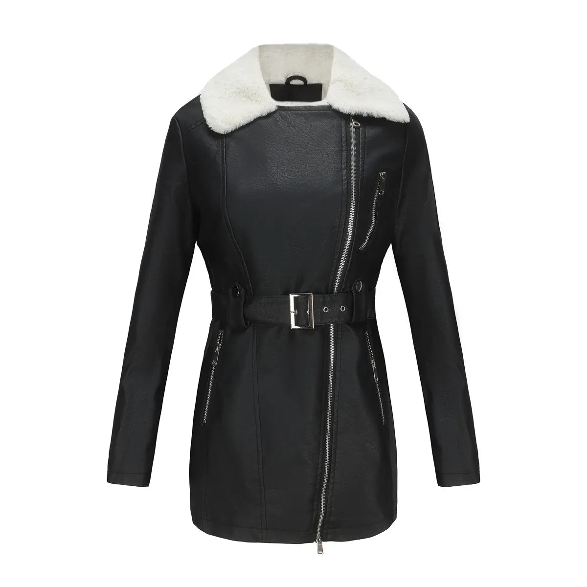 Manteau d'hiver pour femmes avec ceinture et poches