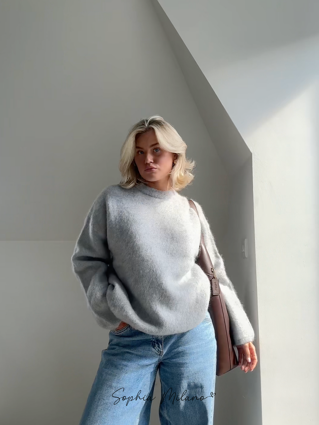 Pull élégant avec col rond et coupe décontractée
