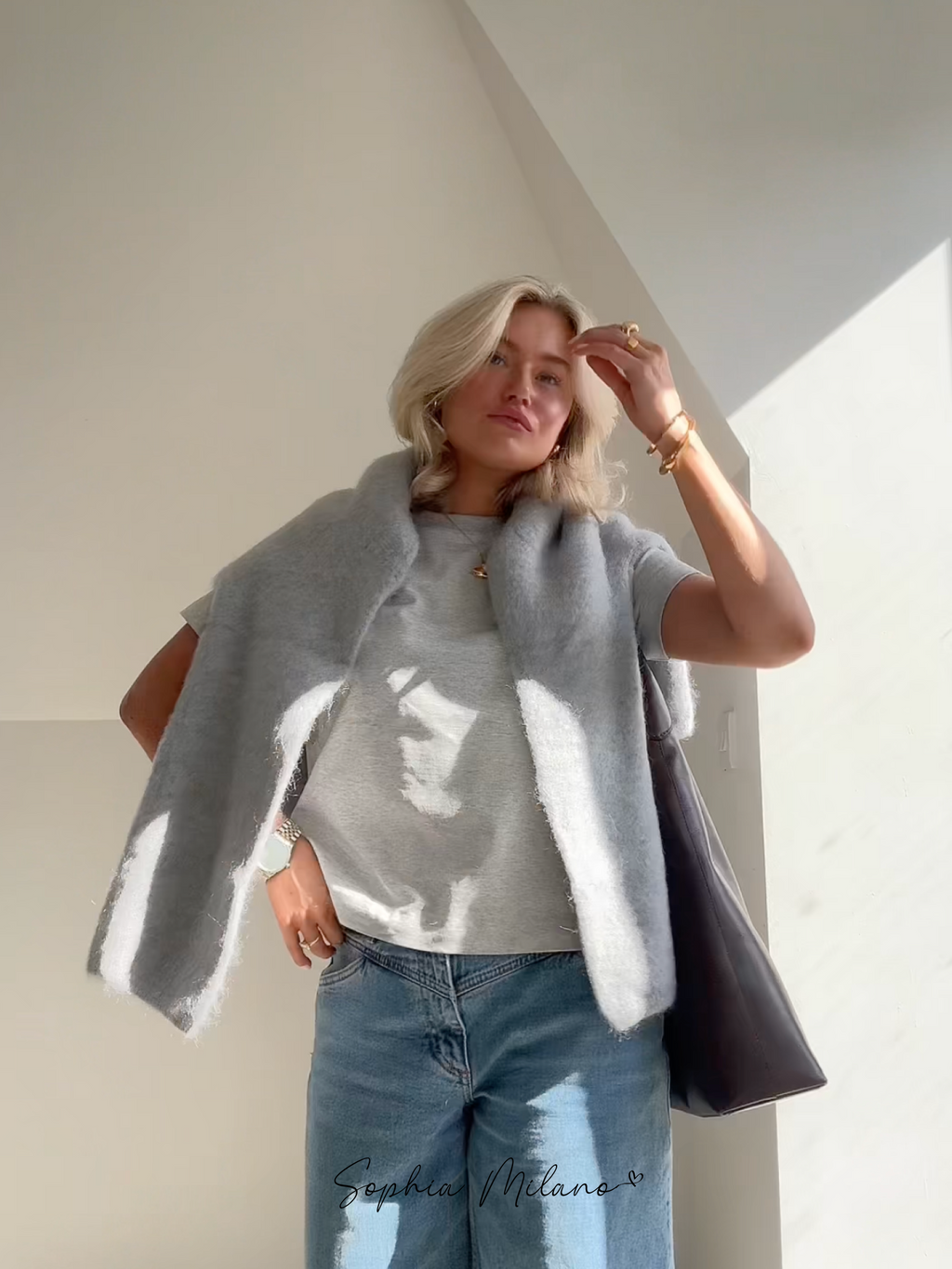 Pull élégant avec col rond et coupe décontractée