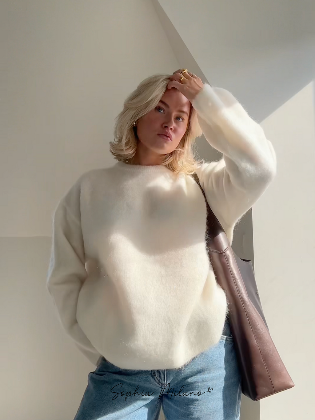 Pull élégant avec col rond et coupe décontractée