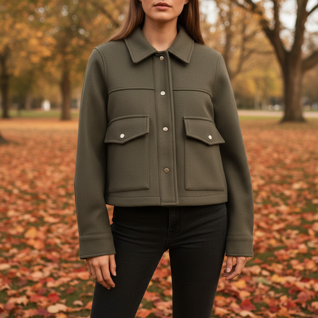 Veste courte à col chemise pour femmes