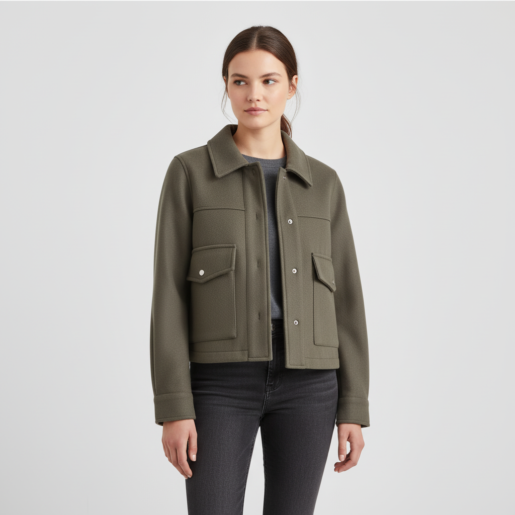 Veste courte à col chemise pour femmes